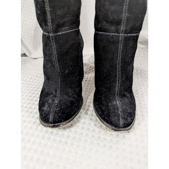 CHINESE LAUNDRY! BLACK SUPER SOFT SUEDE LEATHER CHUNKY HEEL ANKLE BOOTS! SZ 5M - Picture 5 of 10
